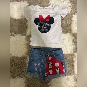 Minnie Mouse T-Shirt and Denim Shorts Set 6-12 months